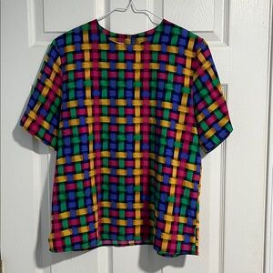 JOS. A. BANK multicolor silky feel short sleeve top, woman’s Size 8.